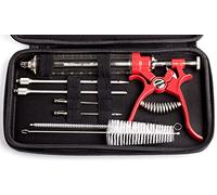 Iniettore di carne in acciaio inox, kit per uso esterno, siringhe alimentari e 4 aghi per marinate, per barbecue, grill, affumicatore, siringa, strumento professionale per barbecue