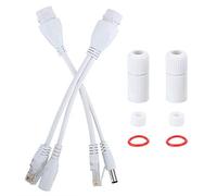 Iniettore PoE da 2 pezzi e kit splitter PoE, cavo adattatore DC12V POE Splitter iniettore impermeabile non standard, cavo di rete standard Cat5/5e/6 10/100Mbps(bianca)