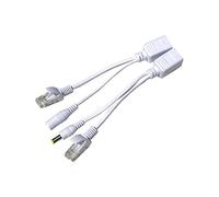 Iniettore Poe passivo e kit splitter Poe, 1 coppia 12V Rj45 Cavo Ethernet combinatore/kit di condivisione splitter per telecamera IP, router, telefonia Internet (Bianco)