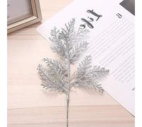 INIFLM 12 foglie di glitter artificiali, nastro glitterato di Natale, foglie di felce, simulato lampeggiante albero ramo, spray ornamento per le vacanze, albero di Natale, regalo, decorazioni