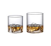 INIFLM 2 bicchieri di vetro da montagna, bicchieri da whisky con impronta di montagna per uso domestico, bicchieri da vino trasparenti per qualsiasi bevanda, cocktail