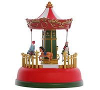 INIFLM Carosello musicale di Natale animato, mini giostra, carosello di Babbo Natale, da aggiungere alle tue decorazioni natalizie e ai display del villaggio di Natale
