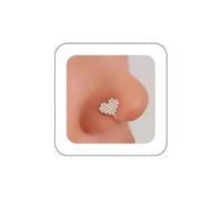 Inilbran Boho Anello al naso con clip a cuore in cristallo Vintage Polsino a cuore d'amore sul naso Anello in oro CZ Cuore Anello al naso finto Cuore Nessun piercing Anello al naso Gioielli per donne