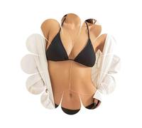 Inilbran Boho Bead Crossover Body Chain Vintage Bikini Harness Collana a catena Reggiseno con perline Bodychain Gold Waist Pancia Body Chain Vintage Crossover Bikini Chain Body Jewelry per donne