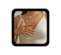 Inilbran Boho Circles Collana lunga con ciondolo a cerchio grande catena a cerchio aperto collane lunghe cerchi concentrici collane a catena per le donne