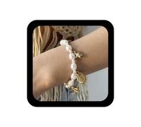 Inilbran Boho Conchiglia Perla Catena Braccialetto Vintage Conchiglia Stella Marina Mano Bracciali Bianco Perla Conchiglia Braccialetti Catena Schiavo Regolabile Mano Imbracatura Link Braccialetto