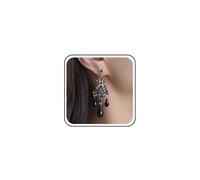 Inilbran Boho Filigrana Nappe Orecchini Vintage Cristallo Nero Orecchini A Goccia Argento Tribù Goccia D'acqua Filigrana Goccia Orecchino Etnico Gitano Lampadario Orecchino Gioielli Per Le Donne