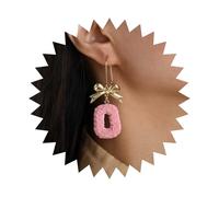 Inilbran Boho Grande Bowtie Orecchini Pendenti Vintage Acrilico Quadrato Fiore Intaglio Orecchini Rosa Hollow Square Drop Orecchino Personalizzato Arco Geometirc Orecchino ad Cerchio Gioielli per le