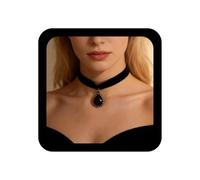 Inilbran Boho Nero Gemma Ciondolo Collana Nera Goccia D'acqua Collana Choker Gemma Clavicola Collana Catena Retrò Velluto Collana Gothic Velluto Collana Clavicola Catena Gioielli Per Donne E Ragazze