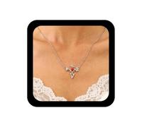 Inilbran Boho Rose Flower Collana Girocollo Vintage Fiore Floreale Collane Vintage Spina Rosa Ciondolo Collana Rosso Cristallo Floreale Collane per le Donne