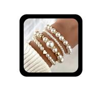 Inilbran Boho Stratificato Perla Mano Bracciale Cuore Vintage Perla Schiavo Catena D'oro Perline Imbracatura Catena Braccialetti Multistrato Perline Braccialetto Elastico Gioielli Per Le Donne