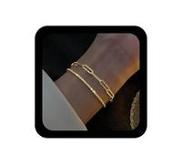 Inilbran Braccialetto A Catena Scintillante Boho Braccialetti A Catena Vintage A Strati Graffetta Catene D'oro Bling Braccialetti A Mano Braccialetto Regolabile Schiavo Link Gioielli Per Le Donne