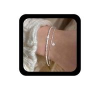 Inilbran Braccialetto A Catena Scintillante Boho Braccialetti Vintage A Strati Con Cuore Penzolante Braccialetti A Catena D'argento Bling Braccialetto A Mano Amore Braccialetti A Maglie Schiave