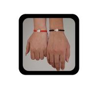 Inilbran Braccialetto dell'amicizia in stile bohémien, con croce cristiana e Gesù, realizzato a mano, regolabile, in corda intrecciata, da donna