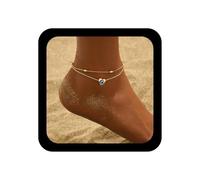 Inilbran Cavigliera A Strati Boho Con Occhio Del Male Catena Vintage Con Occhio Del Cuore Catena D'oro Del Piede Del Demone Bracciale A Maglie A Cuore Regolabile Gioielli Per Le Donne