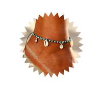 Inilbran Cavigliera Con Perline Turchesi Boho Braccialetto D'argento Con Ciondolo A Moneta Cavigliera Cavigliera Vintage Catena Cowrie Cavigliera Turchese Corda Intrecciata Cavigliera Piede Catena