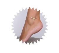 Inilbran Cavigliera Stella Boho in Perla Bianca e Oro - Vintage Bracciale Marina con Catena per il Piede - Gioielli per Donne e Ragazze