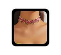 Inilbran Collana Di Fiori Di Pizzo Rosso Boho Collana Di Fiori Ricamati Vintage Collana Girocollo Fiori Rossi Collane Floreali Collane Di Pizzo Regolabile Collane Di Velluto Gioielli Per Le Donne