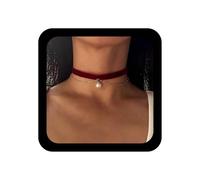 Inilbran Collana di girocollo in velluto rosso Collane a nastro in pelle scamosciata in pelle scamosciata collane di collane per perla corta gotica per donne