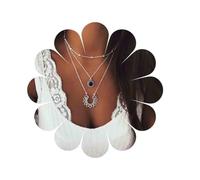 Inilbran Collana Girocollo Con Fiore Di Loto A Strati Boho Collana Vintage Rotonda Con Gemme Nere Collana Con Ciondolo Con Gemme Nere Collana Etnica Con Fiore Scavato Collana In Argento Con Fiore Di