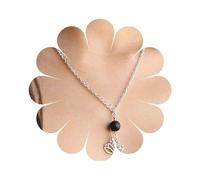 Inilbran Collana Girocollo Fiore Di Loto Boho Collana Di Perle Di Lava Nero Girocollo Argento Yoga Collana Ciondolo Loto Vintage Collana Pietra Lavica Gioielli Per Donne E Ragazze