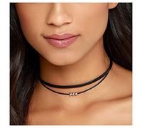 Inilbran Collana Girocollo in Corda di Pelle a Strati Boho Collana Girocollo in Corda di Pelle Nera Collana Gotica in Pelle Scamosciata Collana con Colletto Nero Corto Collana Gioielli per Donne