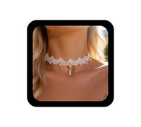 Inilbran Collana Girocollo In Pizzo Bianco Boho Collana Vintage Con Perla A Goccia Collana In Pizzo Bianco Cava Collana In Pizzo Gotico Collana A Catena Gioielli Per Donne E Ragazze