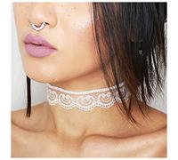 Inilbran Collana girocollo in pizzo Boho Collana girocollo in pizzo bianco Collana con colletto in pizzo gotico Collana con clavicola in pizzo vintage Gioielli per donne e ragazze