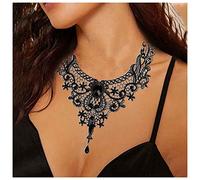 Inilbran Collana Girocollo In Pizzo Gotico Collana Nera Con Ciondolo A Nappe Collana Vintage Con Collare Di Gemme Collana Nera A Goccia D'acqua Collana A Catena Di Gemme Gioielli Per Donne E Ragazze