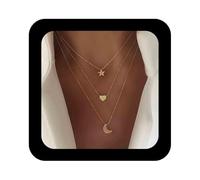 Inilbran Collana Luna A Strati Bohémien Catena D'oro Stella Ciondolo Collana Girocollo Amore Vintage Collane Cuore Mezzaluna Collana Gioielli Per Donne E Ragazze