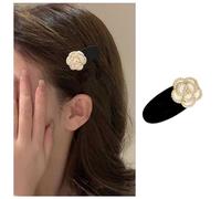 Inilbran Fiore D'epoca Perla Fermaglio Camelia Lato Clip Fermaglio Fermaglio Piccolo Fiore Camelia Fermaglio Decorativo Fiore Velluto Capelli Pin Clip Matrimonio Fiore Nuziale Per Le Donne (bianco)