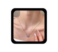 Inilbran Girocollo del cuore di Crystal Boho Collana del cuore dell'amore di strass d'argento Collana di amore scintillante CZ Colletto di pietre preziose viola vintage Gioielli per le donne