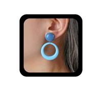 Inilbran Orecchini a cerchio in acrilico blu boho vintage grande cerchio orecchini pendenti blu Hollow rotondi orecchini a goccia personalizzati in resina orecchini a perno rotondi gioielli per le