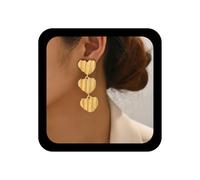 Inilbran Orecchini Lunghi A Cuore Boho Orecchini A Goccia A Cuore D'oro Orecchini A Perno In Metallo Amore Triplo Amore Dichiarazione Borchie Per Le Donne