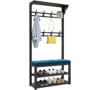 ININOSNP Appendiabiti, 3 in 1, Panca for Ingresso, Appendiabiti, portascarpe, Appendiabiti for Camera da Letto, for Ingresso(Black Blue,100Cm)