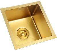 ININOSNP da Incasso Lavello da Incasso in Acciaio Inossidabile a Vasca Singola Dorato con Gruppo di Scarico(C,38 * 38 * 21.5cm)