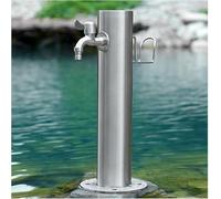 ININOSNP Fontana da Esterno Colonna d'Acqua da Giardino in Acciaio Inox for Esterni con Rubinetto antigelo montata a Pavimento(with Style 1 Faucet,20.5x50CM)