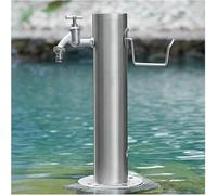 ININOSNP Fontana da Esterno Colonna d'Acqua da Giardino in Acciaio Inox for Esterni con Rubinetto antigelo montata a Pavimento(with Style 2 Faucet,20.5x50CM)