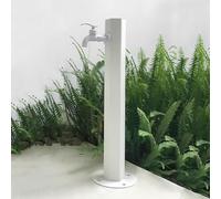 ININOSNP Fontana da Esterno Colonna d'Acqua Verticale da Giardino in Acciaio Inossidabile 304 con Supporto for Tubo Flessibile - Rubinetto antigelo for Esterni(White,A Style)
