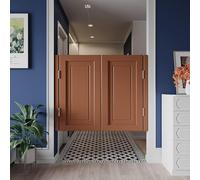 ININOSNP Porta Battente for Interni in Legno massello con Porte oscillanti del caffè con Chiusura Automatica Caratteristiche Porta del Bar for la Cucina dei Centri Commerciali(Brown,W90cmxH90cm)
