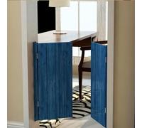 ININOSNP Porta del caffè con Chiusura Automatica, Porte Interne a Battente in Legno Naturale for la Cucina del Bagno, Porta in Stile Rustico con 4 Cerniere(Blue,W 90cm (35 7/16"))