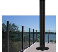 ININOSNP Ringhiera, corrimano, ASSE della, Recinzione for Piscina in Vetro Nero dal Pavimento al soffitto con Base Robusta e colonne con Pannello in Vetro(Corner Post,85cm)