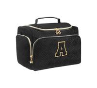 Initial Makeup Bag, Waterproof Zippered Bag, Makeup Bag Organizer, Ampia capacità Make Up Case, Portable Letter Patch Makeup Bag, Women Bag Organizer for Home, Studio and Travel, Nero , Se référer au