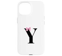 Initial Y Name Coquette Monogram Letter With Pink Bow Custodia per iPhone 15