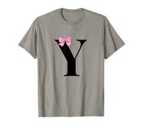 Initial Y Name Coquette Monogram Letter with Pink Bow Maglietta
