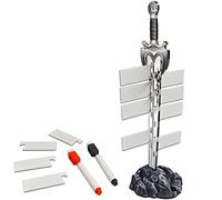 Initiative Tracker, spada in acrilico tagliata al laser nella base di pietra, con 12 bandiere cancellabili, perfette per D&D, Dungeons & Dragons, Pathfinder e altri giochi di ruolo da tavolo