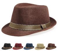 Initlove Cappello Fedora unisex classico Panama cappelli a tesa corta Trilby cappelli, Caff, Taglia unica