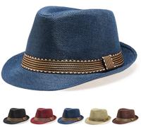 Initlove Cappello Fedora unisex classico Panama cappelli a tesa corta Trilby cappelli, Marina Militare, Taglia unica