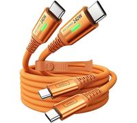 INIU Cavo di ricarica da USB C a USB C, 240 W, 2 m, arancione, confezione da 2, cavo di ricarica PD tipo C, cavo USB C super veloce per iPhone 17, 16, 15 Pro Max, MacBook iPad Air, Samsung S25, S24