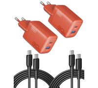 INIU 30W Caricatore USB C 2-Pezzi, [USBC + USBA] 2-Porto Presa USB Caricatore Multipla PD & QC3.0 Carica Cellulare, USBC Caricabatterie per iPhone 16 15 Pro Max, iPad Pro, Samsung S24 Ultra usw
